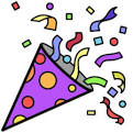 New Year clip art party-popper (Free Sample)